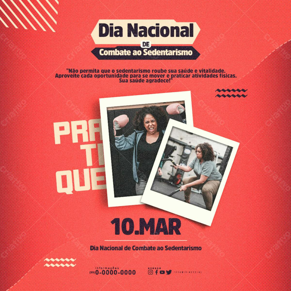 Post para Dia Nacional de Combate ao Sedentarismo PSD Editável
