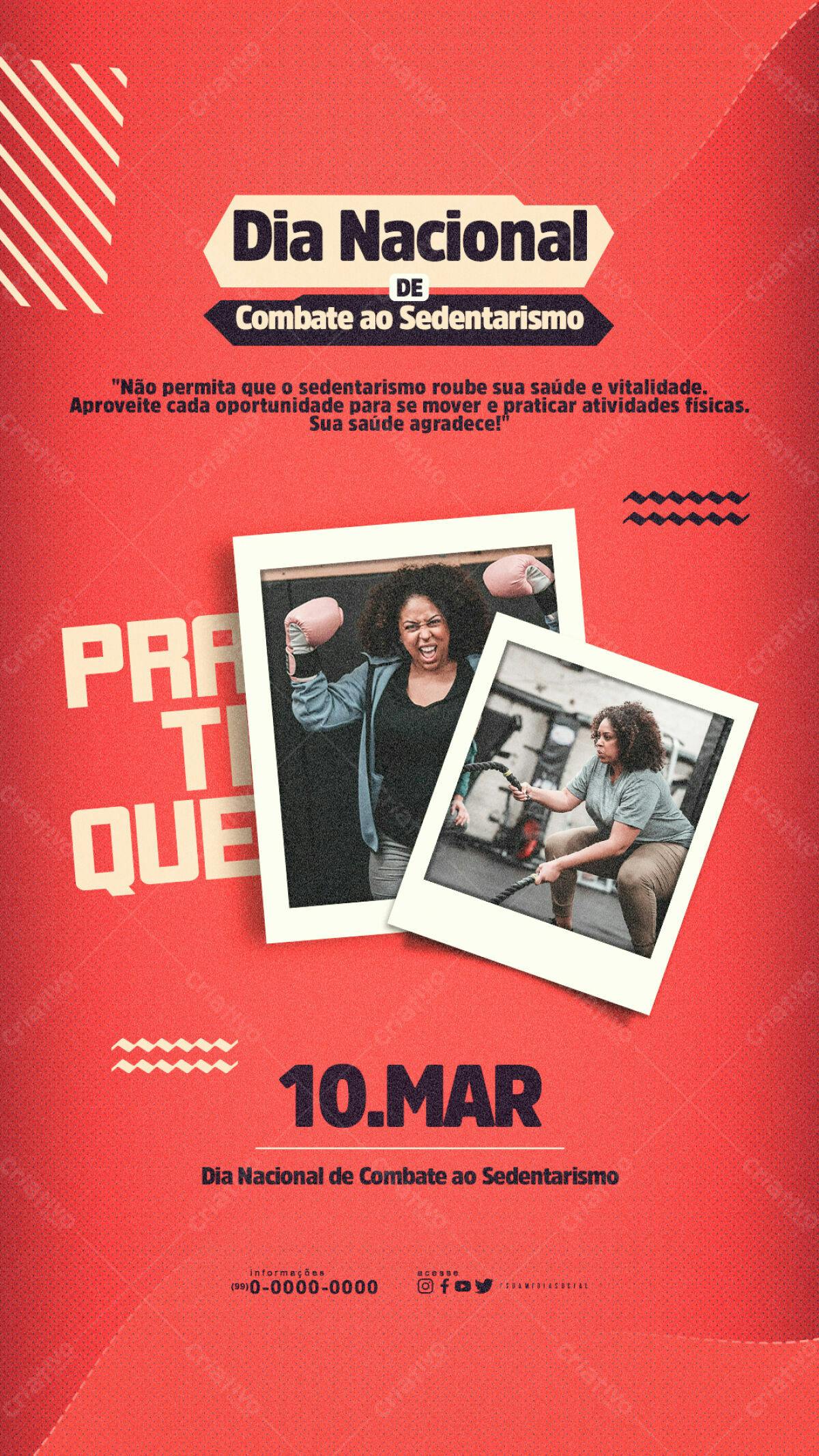 Flyer Dia Nacional de Combate ao Sedentarismo PSD Editável