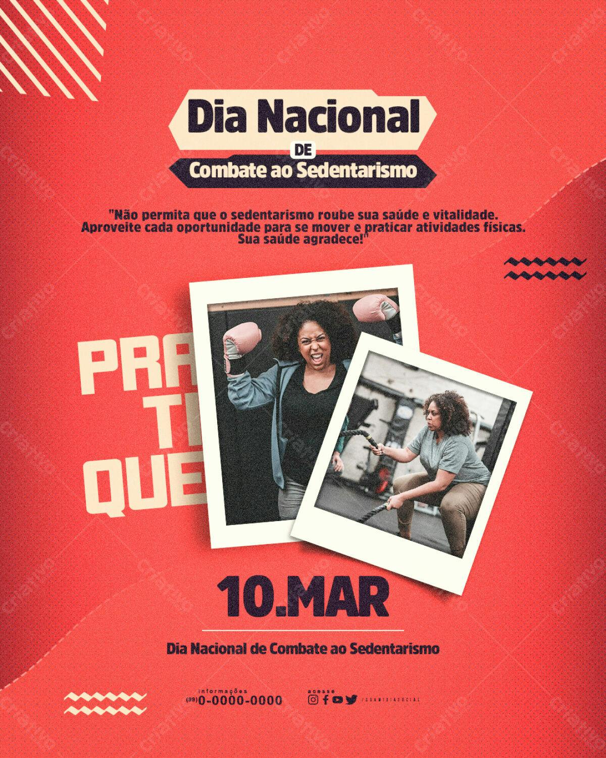 Flyer Dia Nacional de Combate ao Sedentarismo PSD Editável