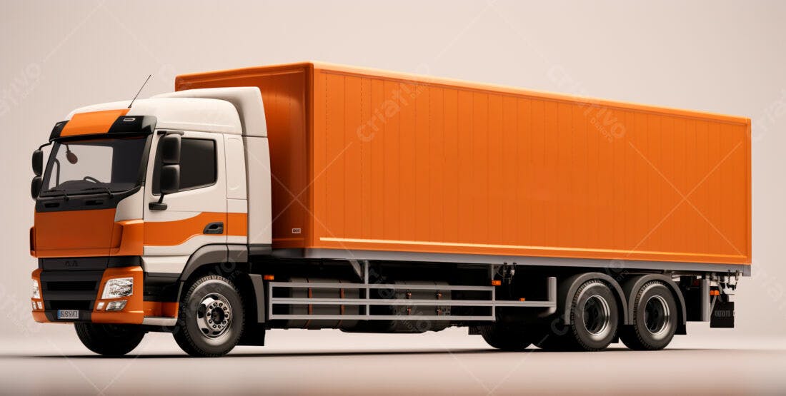 Caminhão de carga laranja e branco