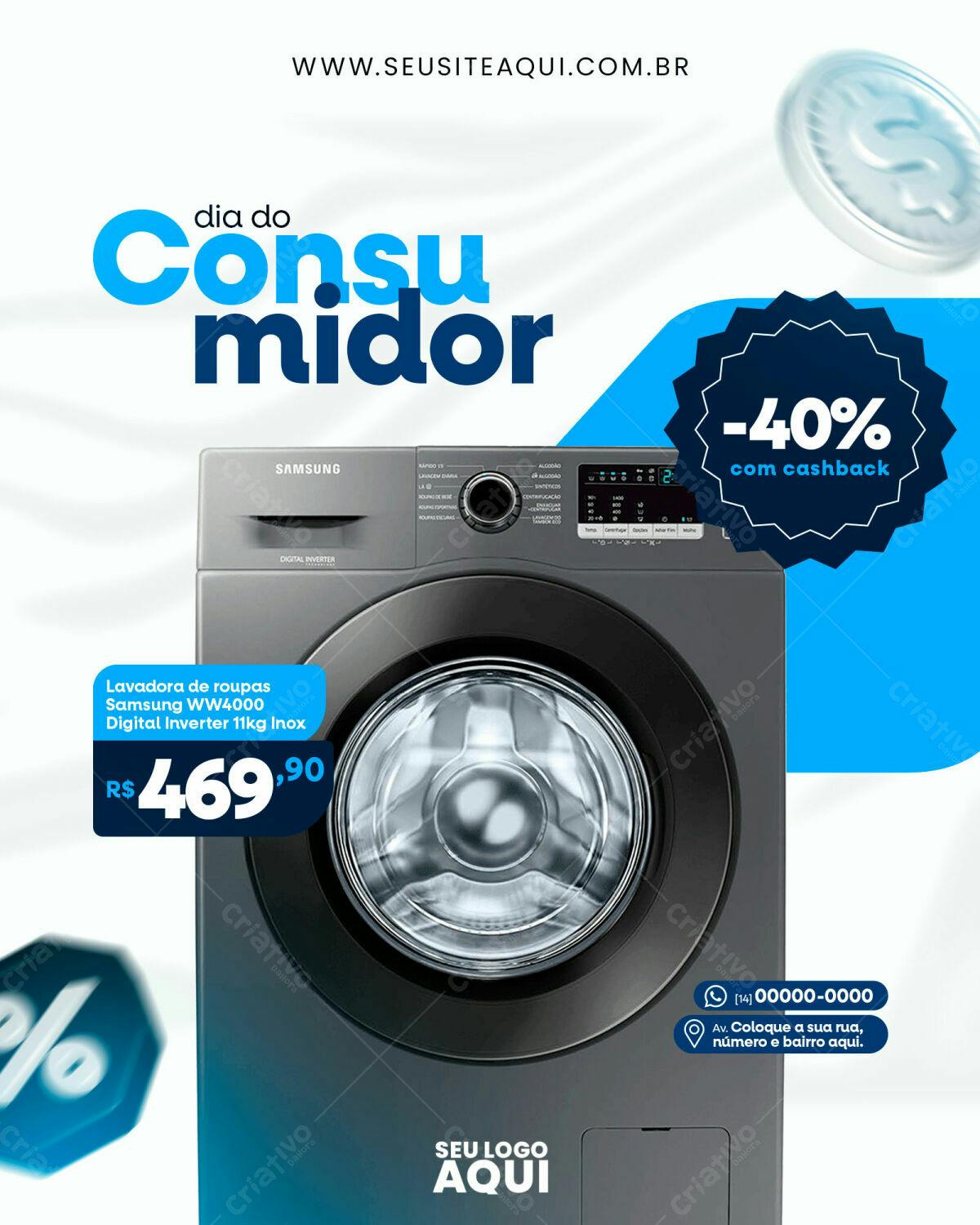 Banner Dia do Consumidor Lavadora Samsung PSD Editável