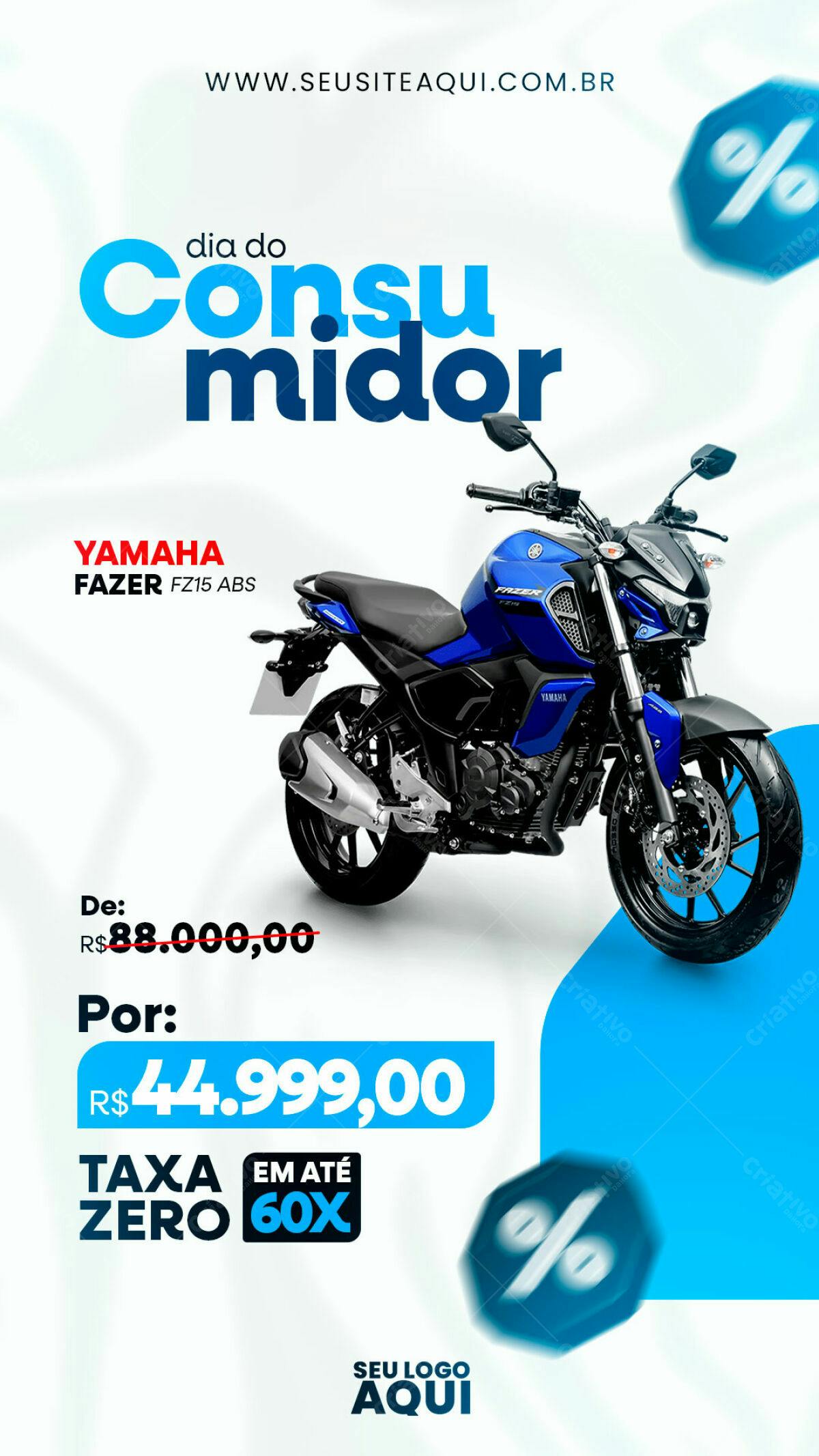Flyer Dia do Consumidor Yamaha Fazer FZ15 PSD Editável
