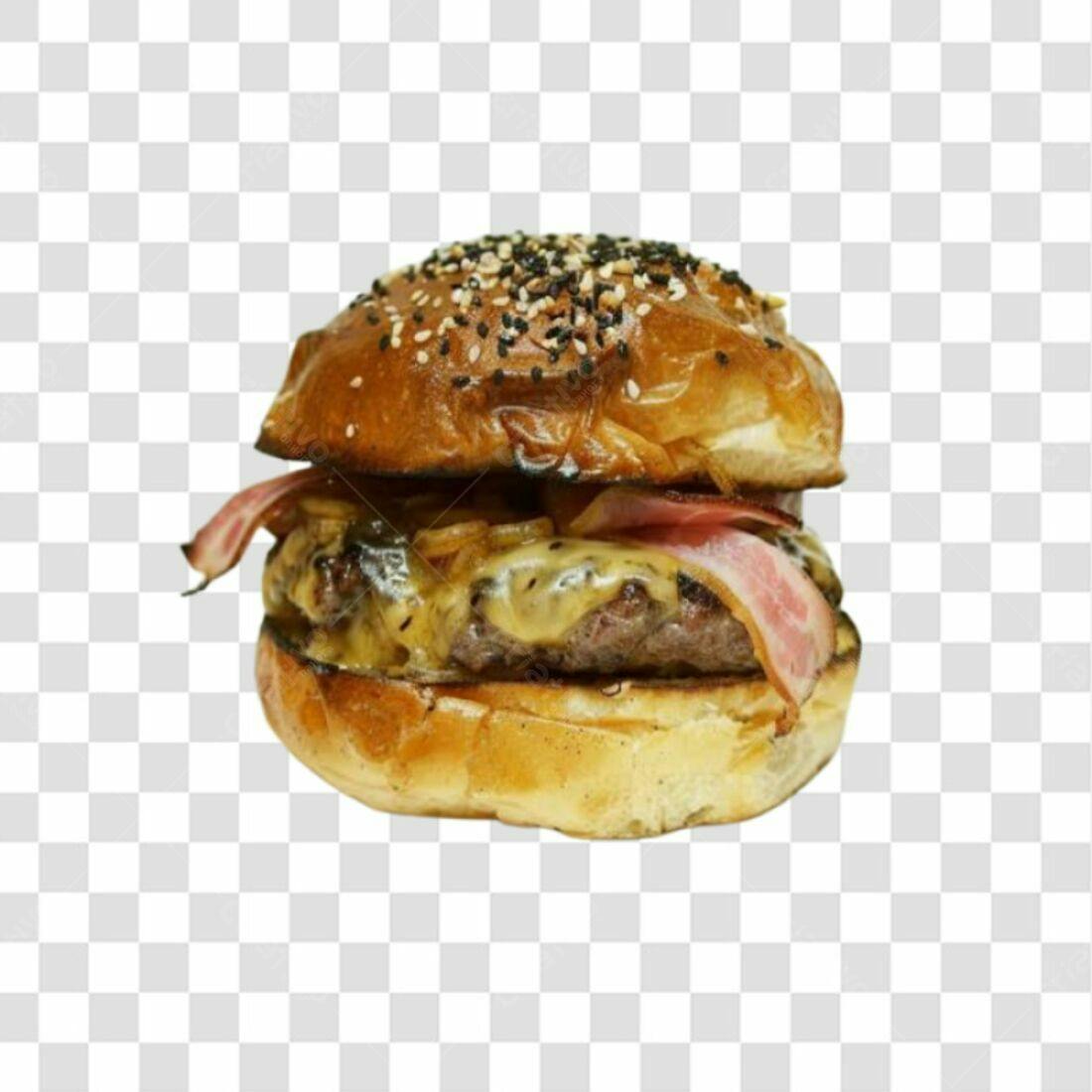 Imagem PNG de Hambúrguer com Bacon e Queijo com fundo transparente