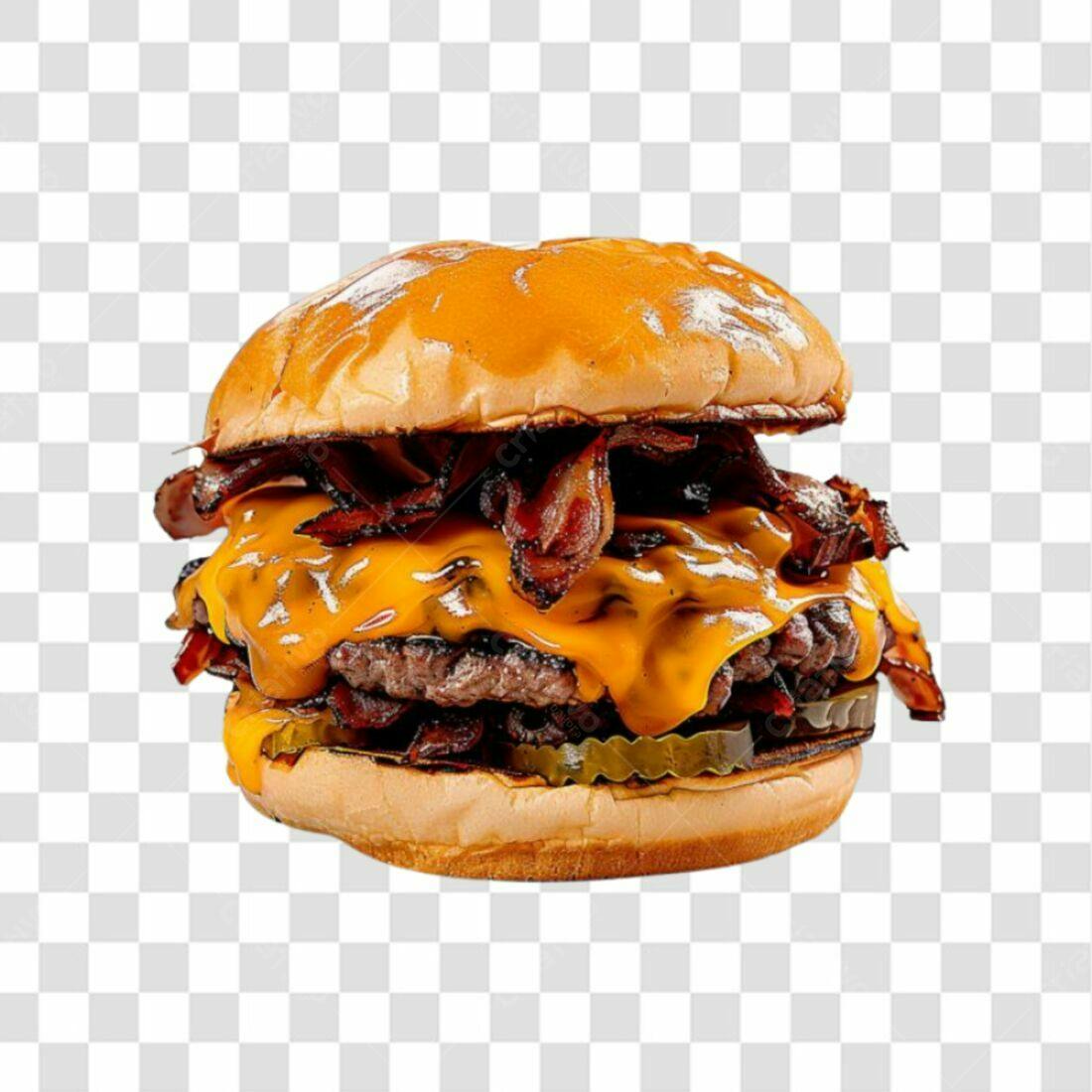 Imagem PNG de Hambúrguer com Bacon e Queijo com fundo transparente
