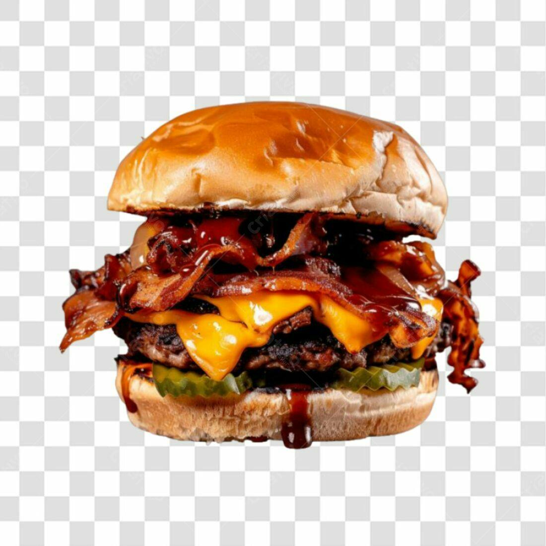 Imagem PNG de Hambúrguer com Bacon e Queijo fundo transparente