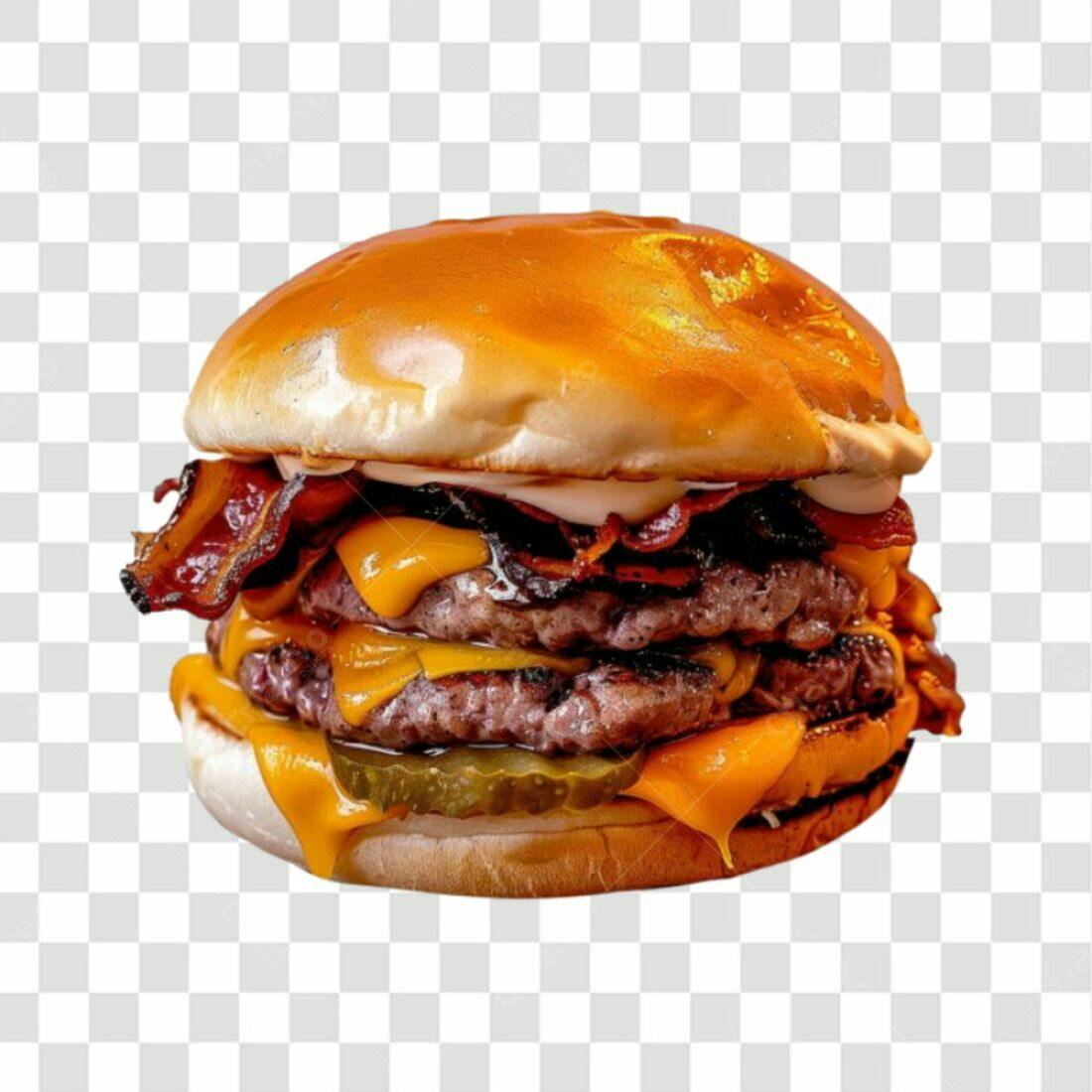 Imagem PNG de Hambúrguer Duplo com Bacon e Queijo com fundo transparente