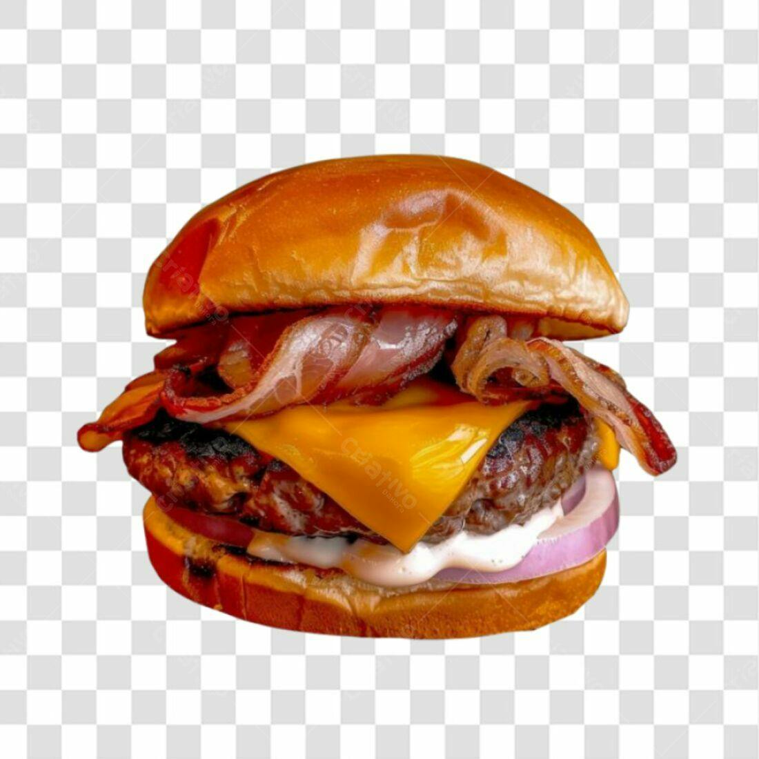 Imagem PNG de Hambúrguer Bacon com Queijo fundo transparente