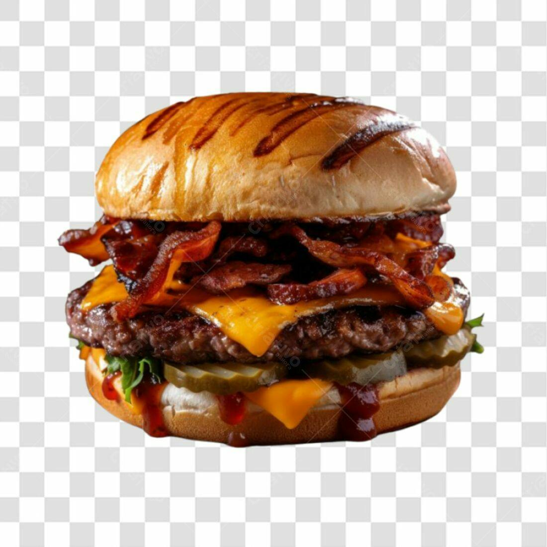 Imagem PNG de Hambúrguer com Bacon e Queijo com fundo transparente