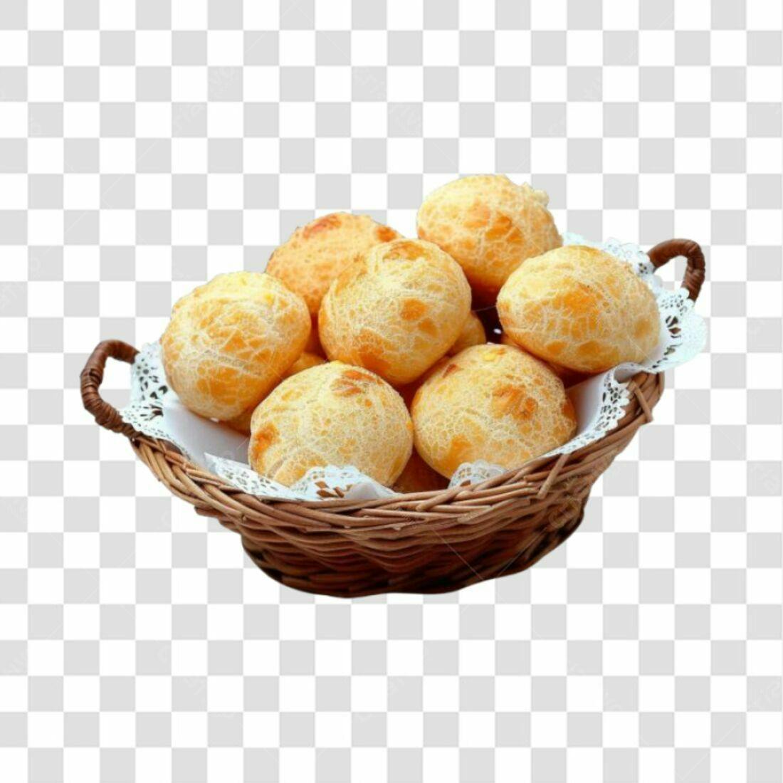 Imagem PNG de Pães de Queijo em Cesta com fundo transparente