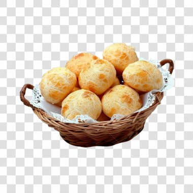 Pão de queijo no cesto png transparente