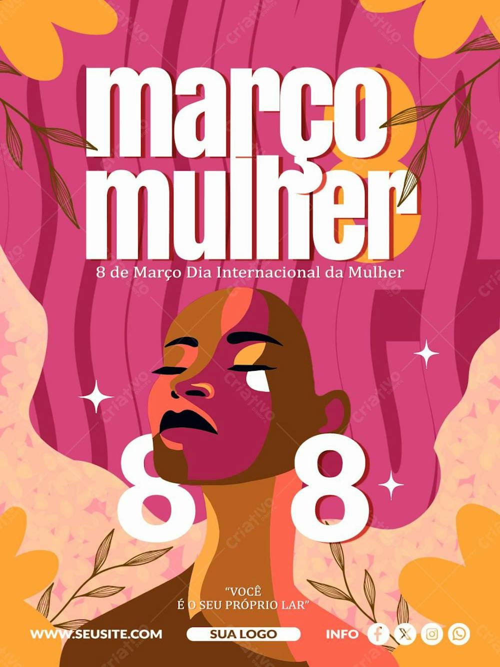 Social Media Flyer Para 8 De Março Dia Da Mulher.