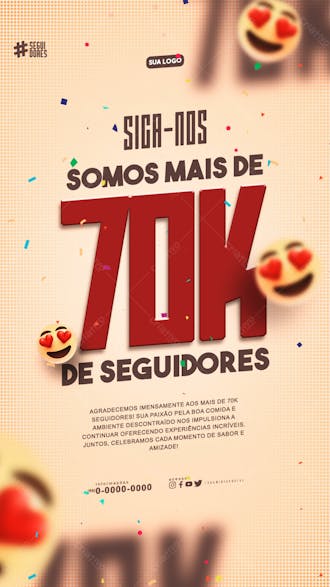 Somos mais de 70k de seguidores stories