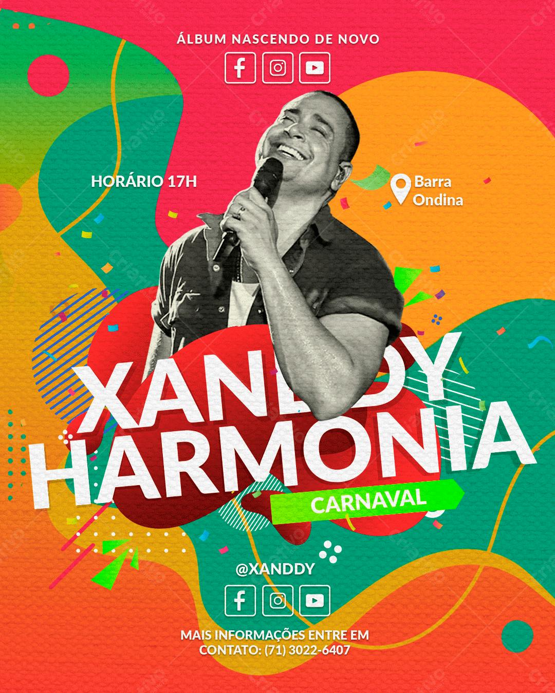 Flyer Carnaval Xanddy Harmonia PSD Editável