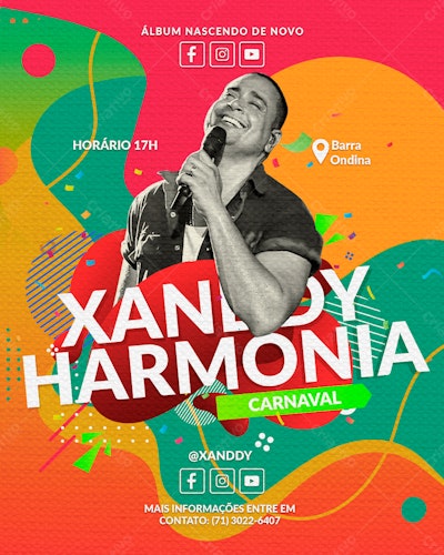 Flyer Carnaval Xanddy Harmonia PSD Editável