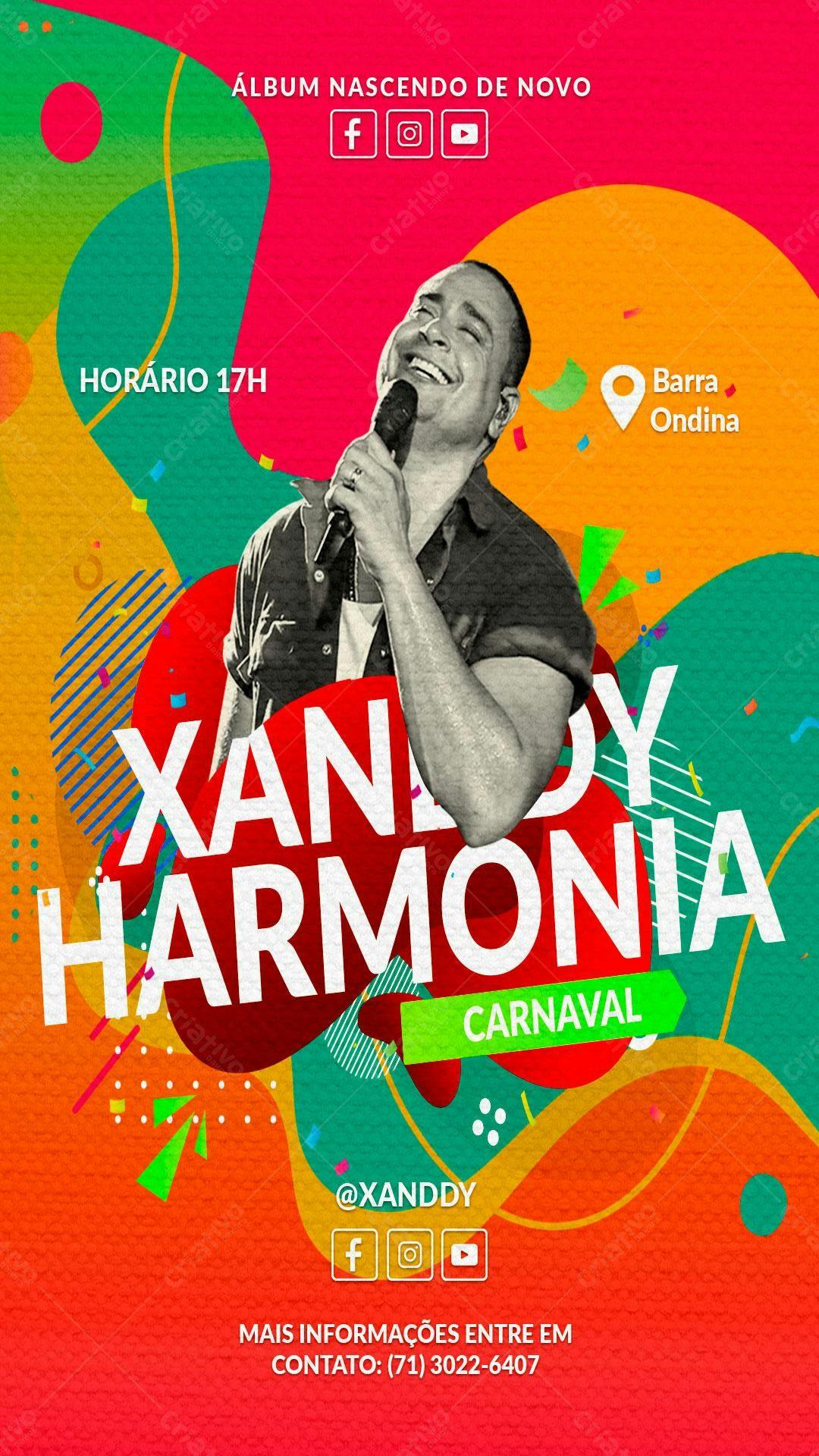 Flyer Carnaval Xanddy Harmonia PSD Editável