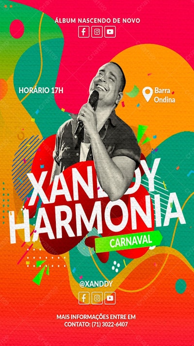 Flyer Carnaval Xanddy Harmonia PSD Editável