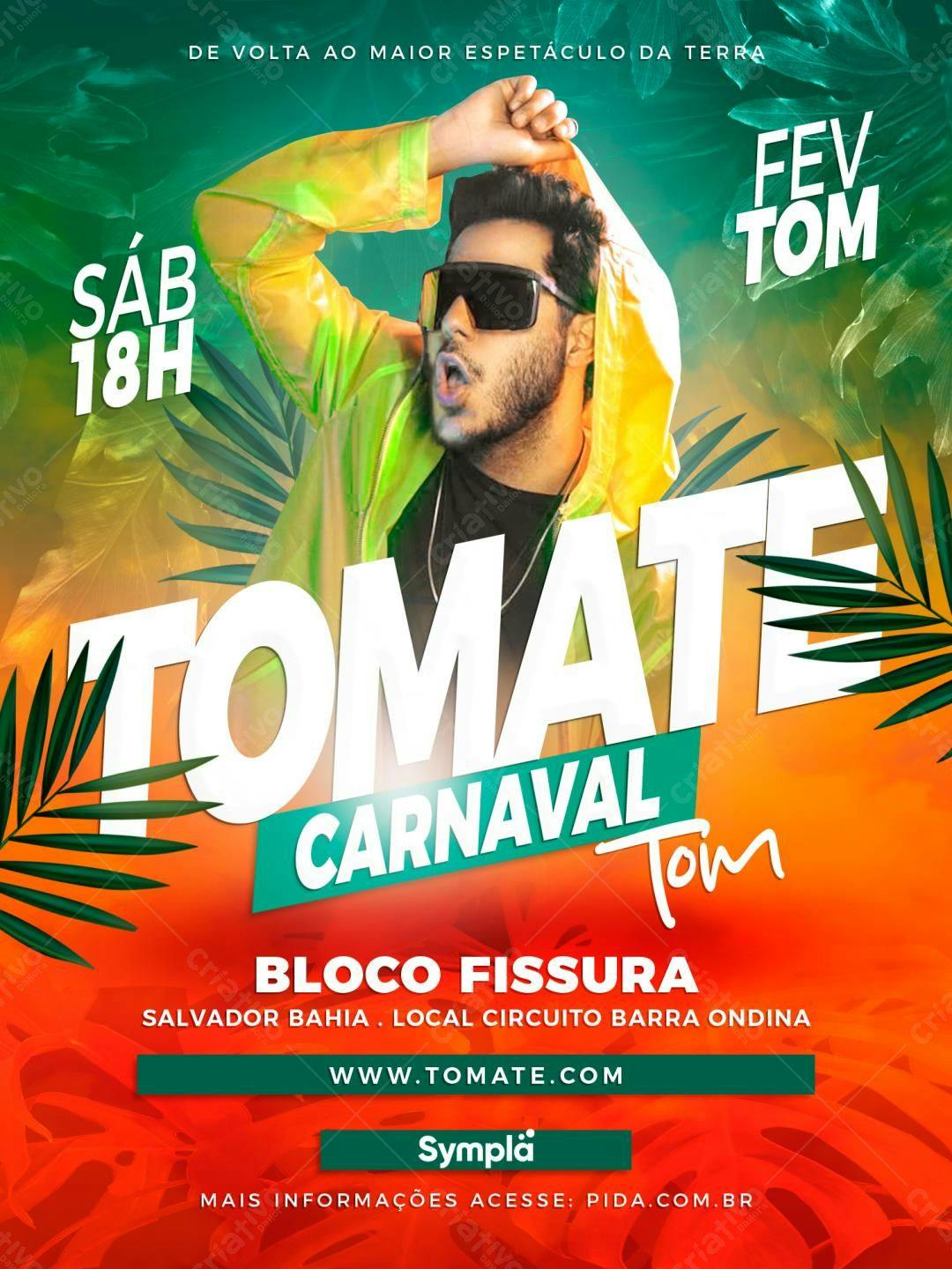 Flyer Bloco Tom Carnaval Salvador PSD Editável
