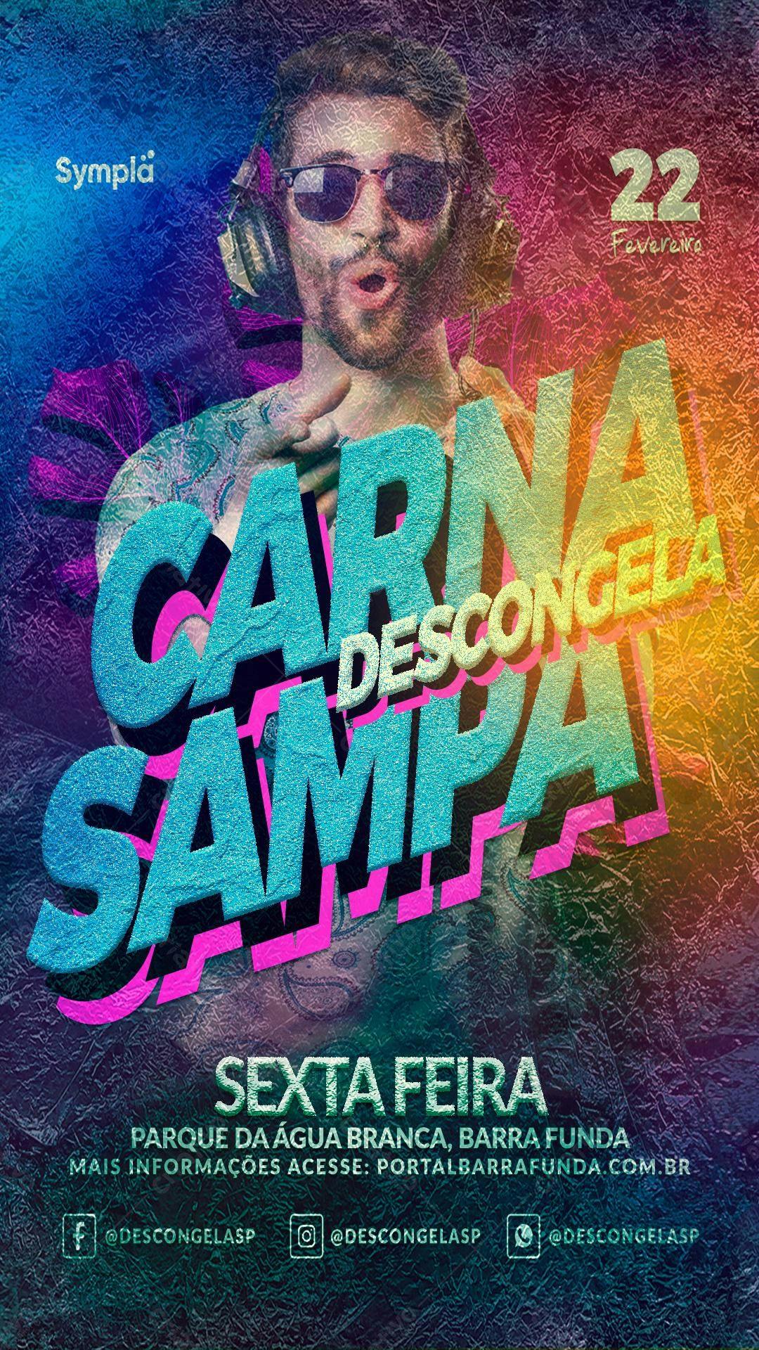 Flyer para Festa Carnaval Descongelada PSD Editável