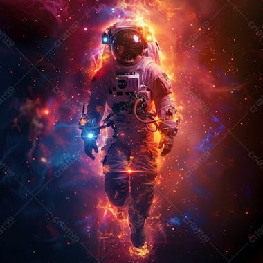 Astronauta na espaço | com luzes neon | faíscas | imagem background