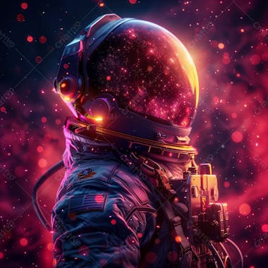 Astronauta na espaço | com luzes neon | faíscas | imagem background