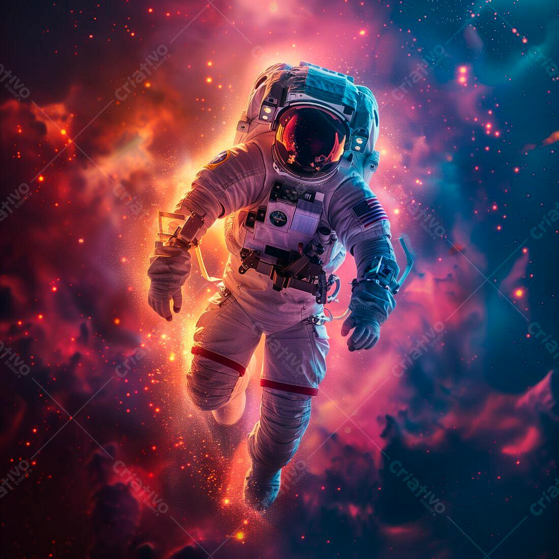 Astronauta flutuando no espaço cósmico