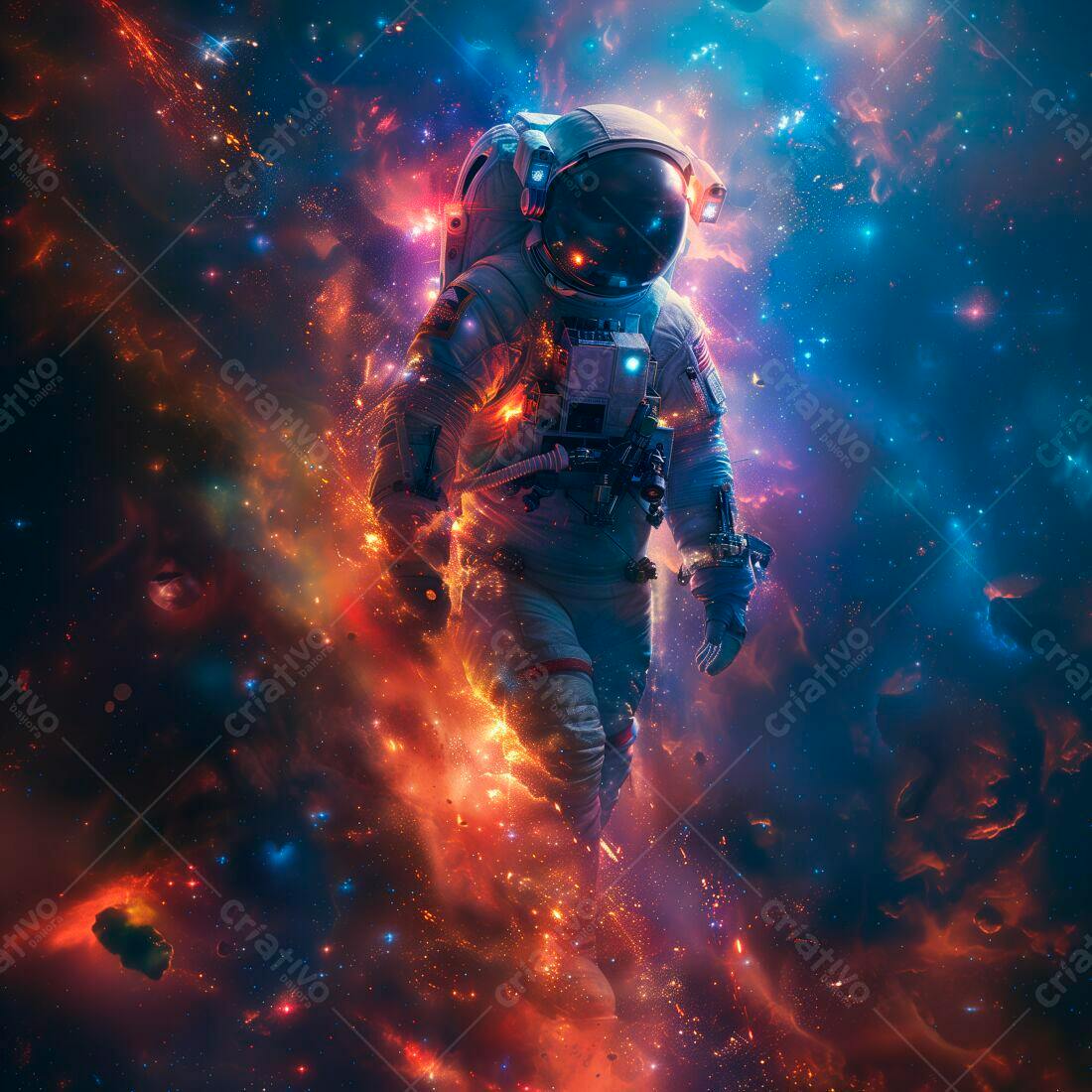 Astronauta em Nebulosa Cósmica