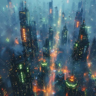 Cidade no espaço | com luzes neon | faíscas | imagem background
