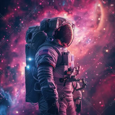 Astronauta na espaço | com luzes neon | faíscas | imagem background