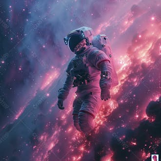 Astronauta na espaço | com luzes neon | faíscas | imagem background