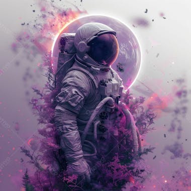 Astronauta na espaço | com luzes neon | faíscas | imagem background