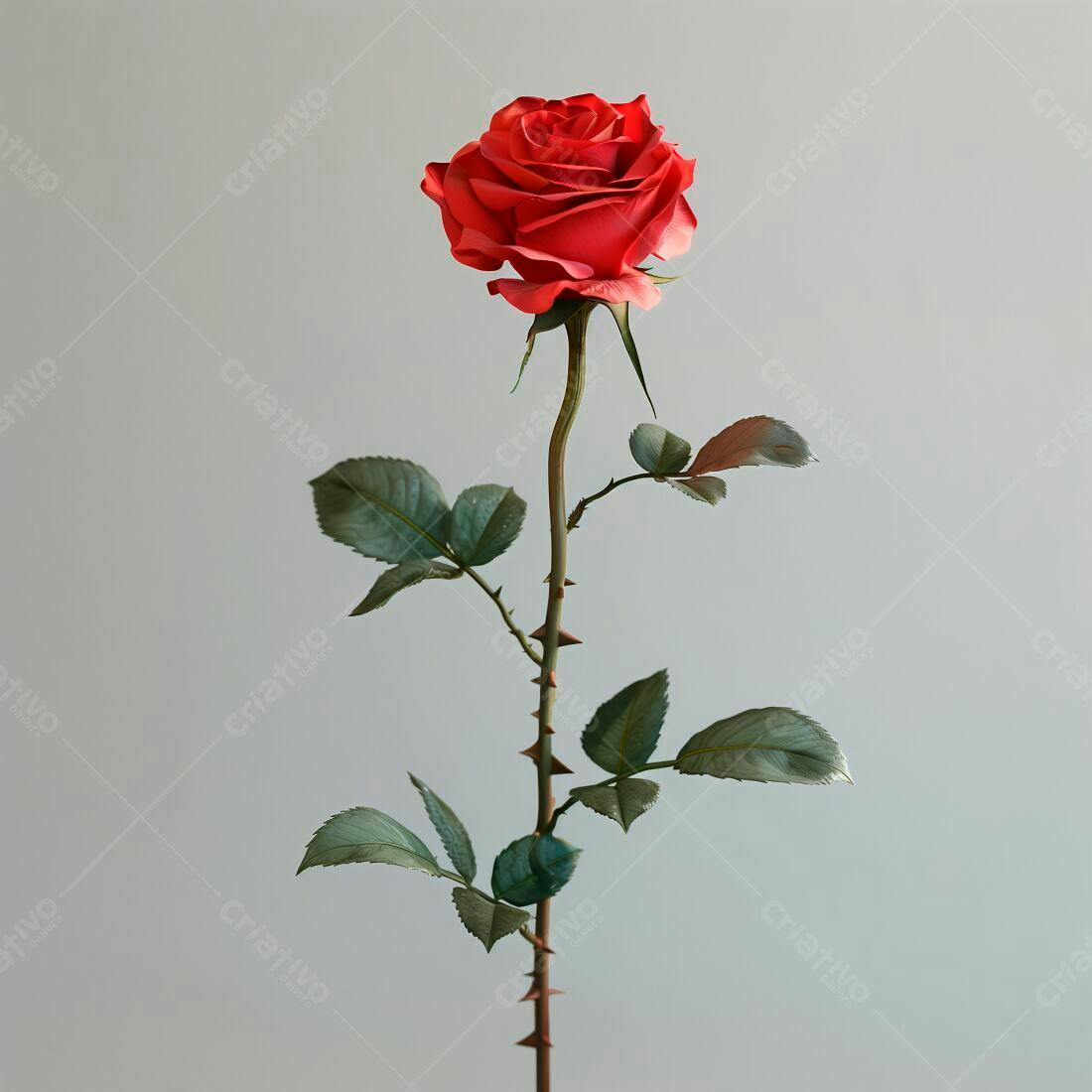Rosa vermelha isolada fundo cinza