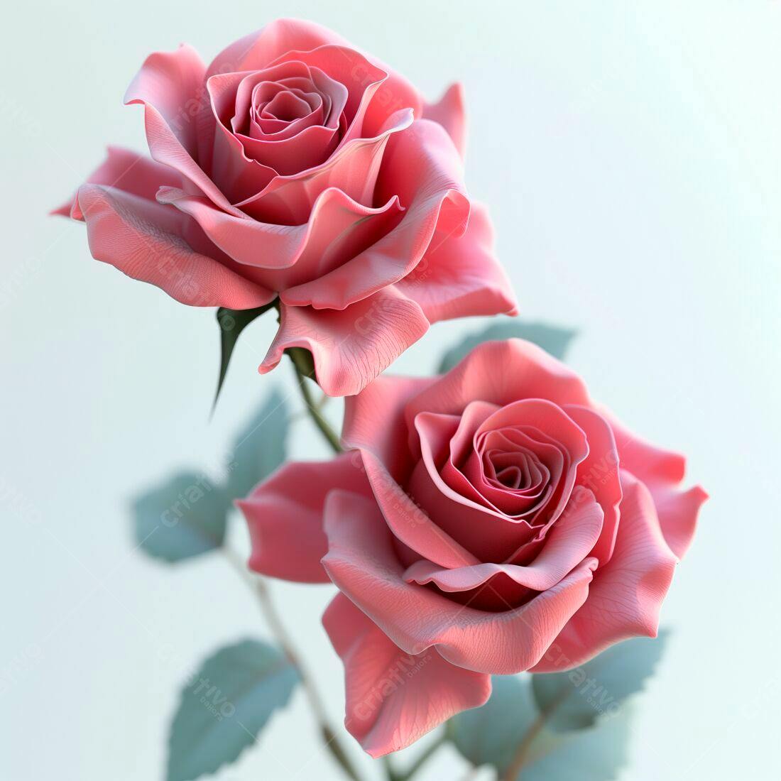 Duas Rosas cor-de-rosa em fundo claro