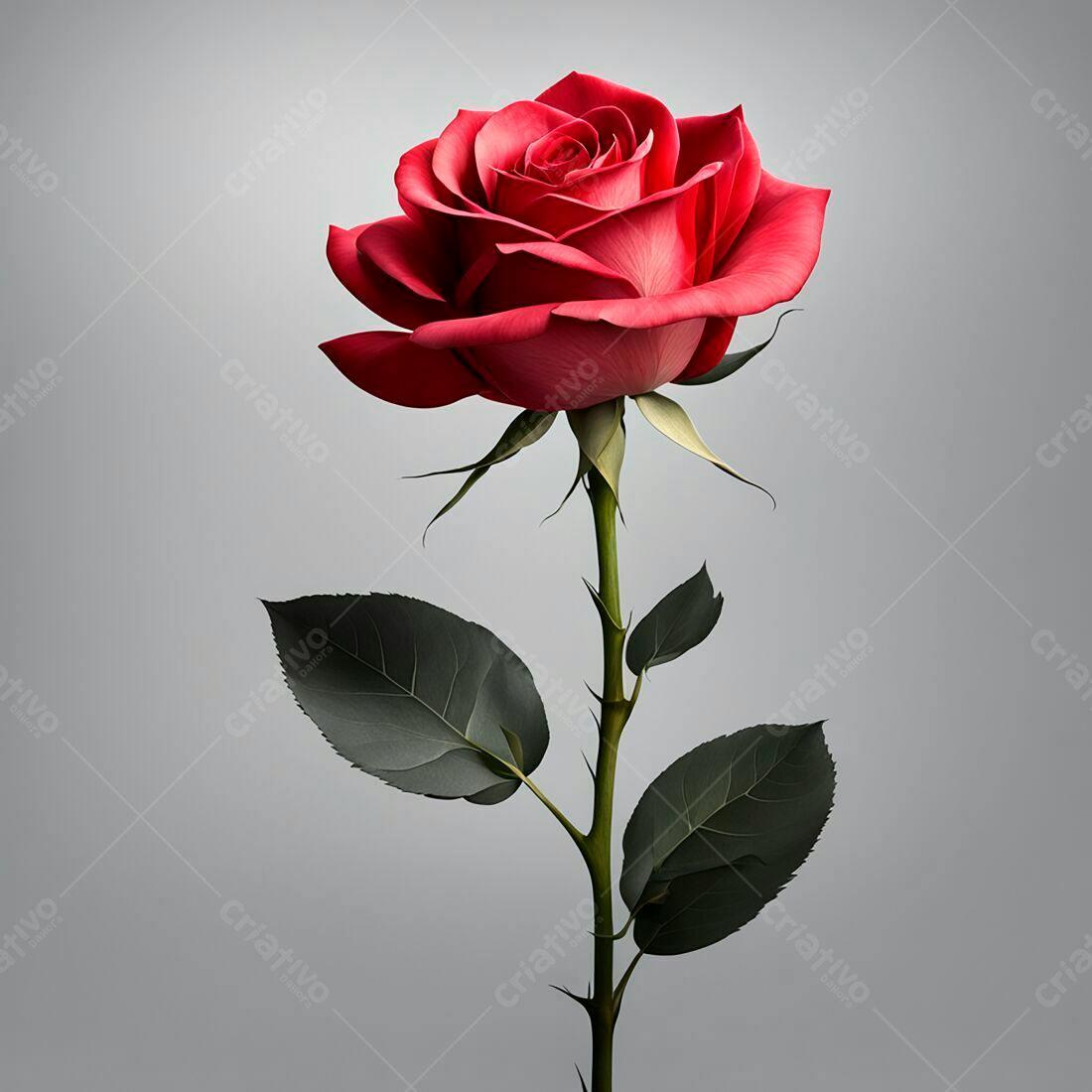 Rosa vermelha isolada fundo cinza