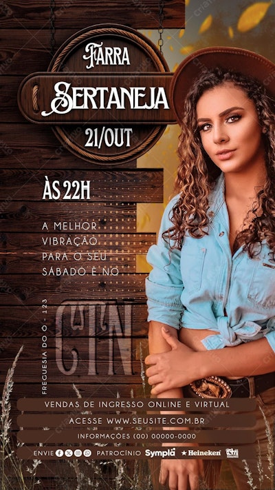 Flyer para Farra Sertaneja PSD Editável