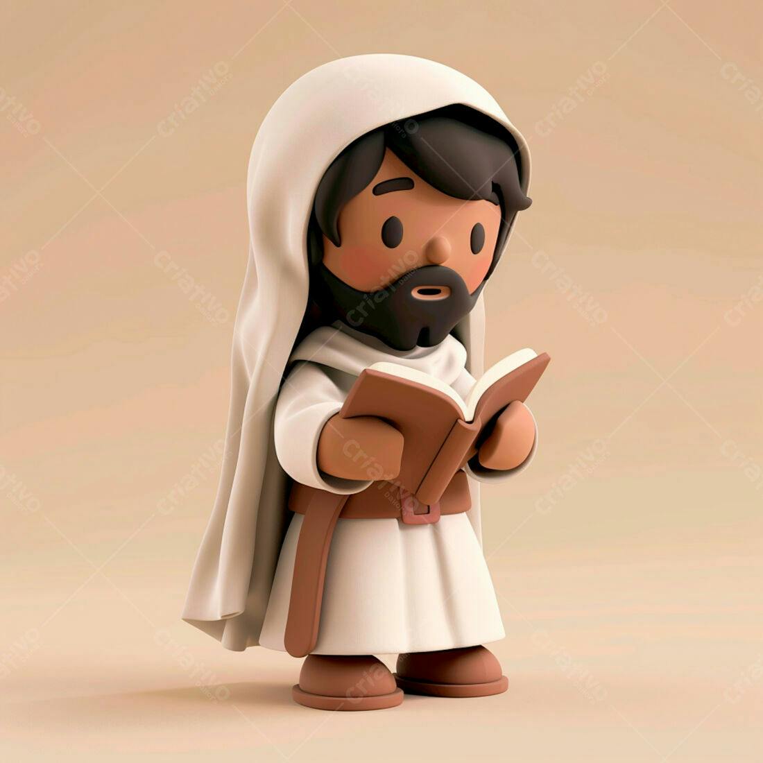 Jesus lendo a Bíblia ilustração 3D