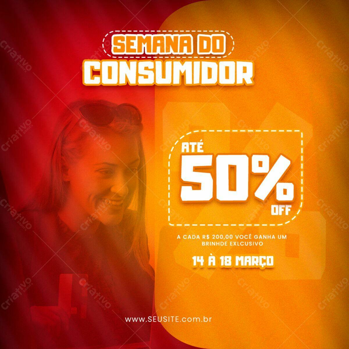 Flyer Semana do Consumidor com 50% de Desconto PSD Editável