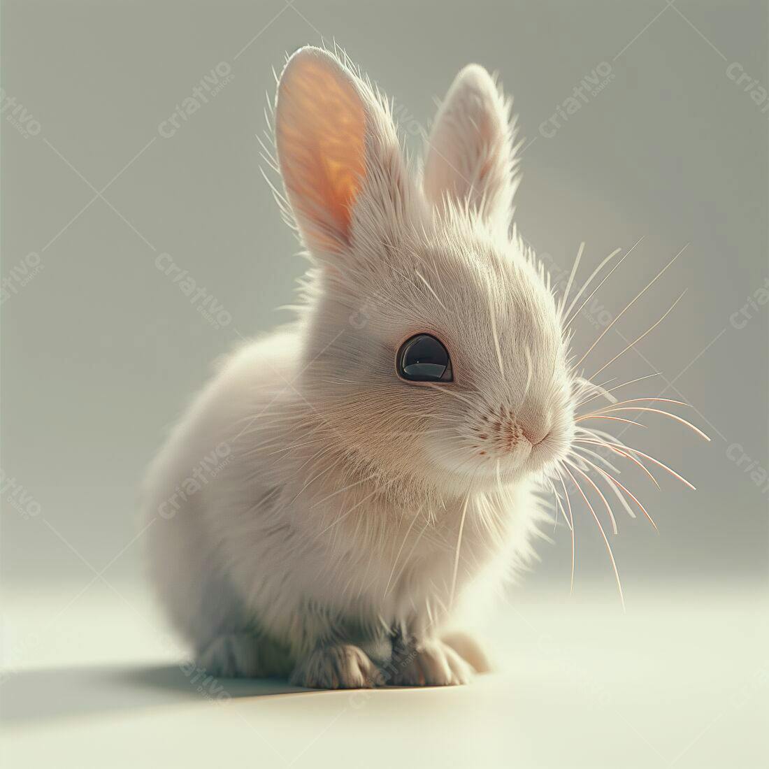 Coelhinho branco fofinho em estúdio
