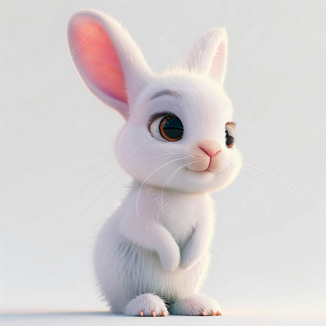 Coelhinho branco fofinho em pose fofa