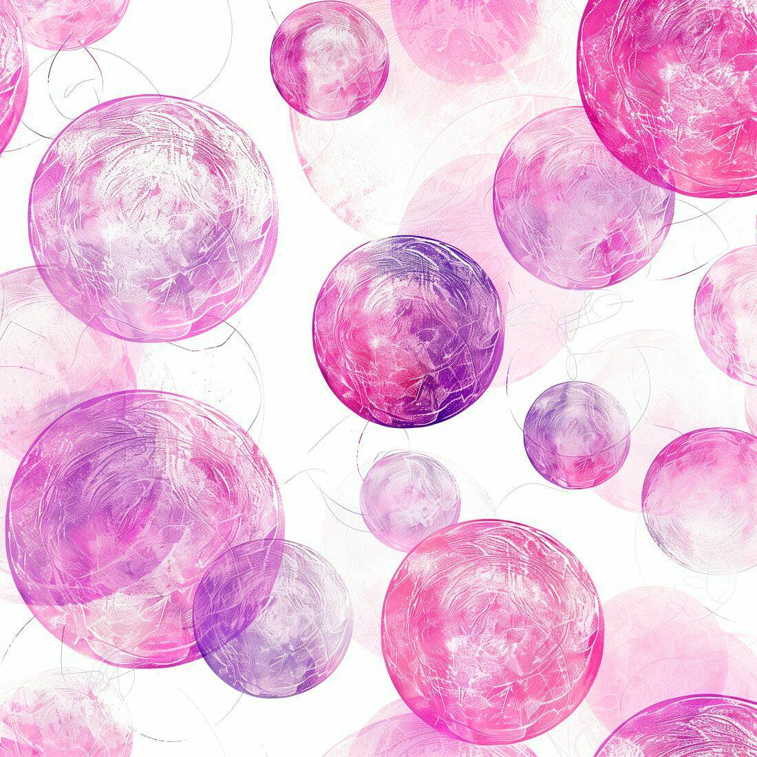 Esferas Rosa e Roxo Abstrato