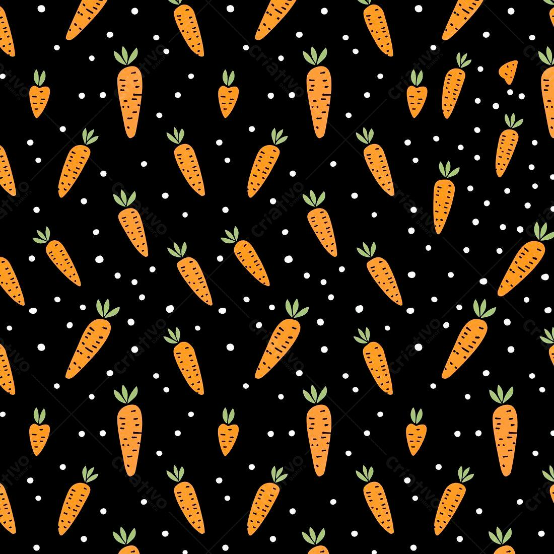 Cenário divertido com cenouras laranja em fundo preto