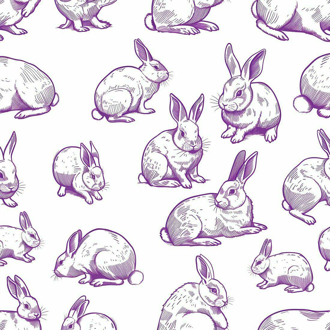 Coelhos roxos padrão sem costura desenho