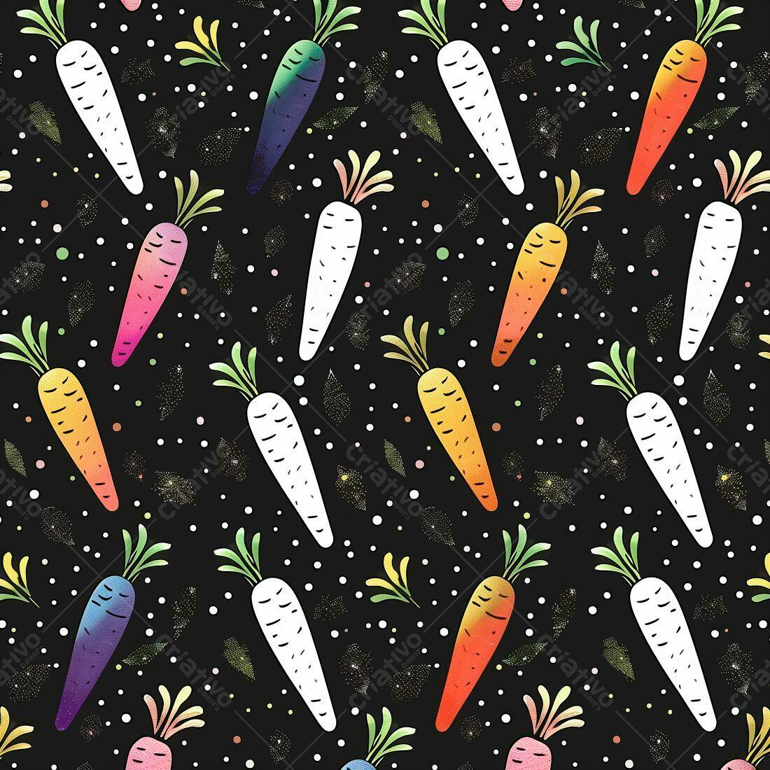 Cenário divertido com cenouras coloridas