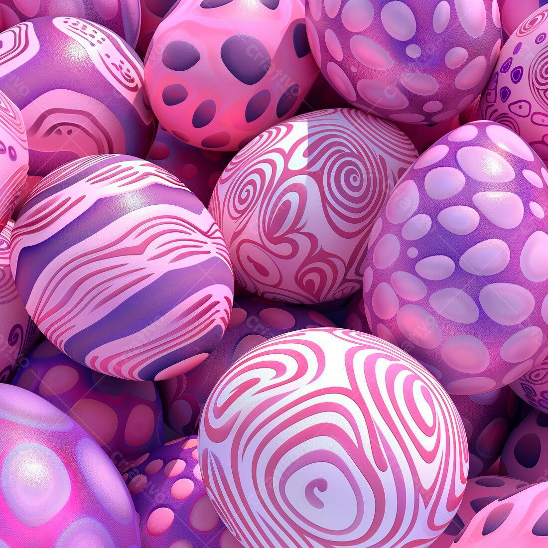 Ovos de Páscoa Rosa e Lilás Decorados