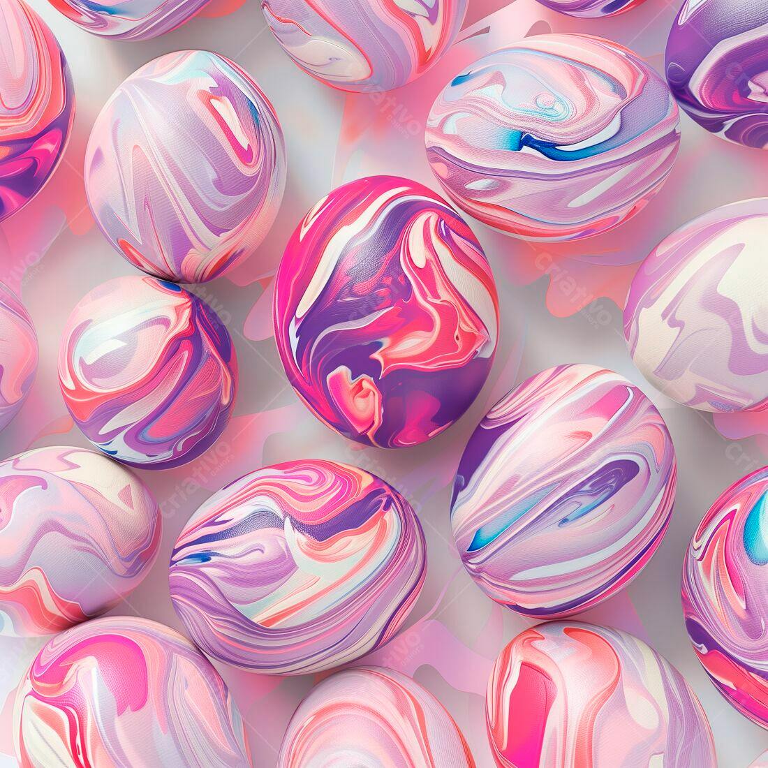 Ovos de Páscoa coloridos estilo mármore