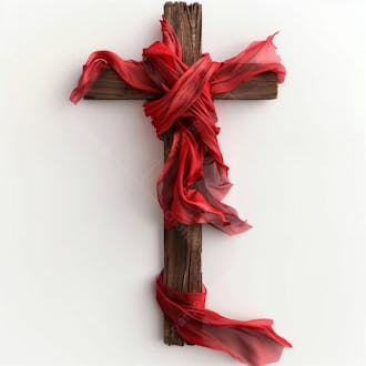 Cruz de cristo tecido vermelho imagem