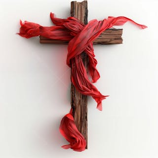 Cruz de cristo tecido vermelho imagem