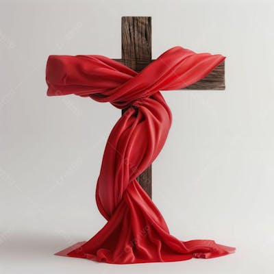 CRUZ DE CRISTO TECIDO VERMELHO - IMAGEM