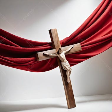 Cruz de cristo tecido vermelho imagem