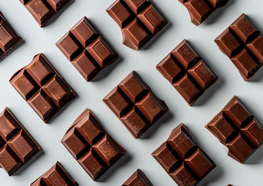 Barras de chocolate amargo em padrão