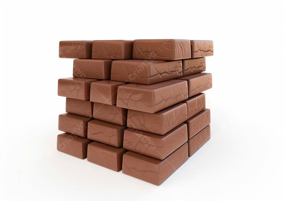Blocos de chocolate empilhados marrom